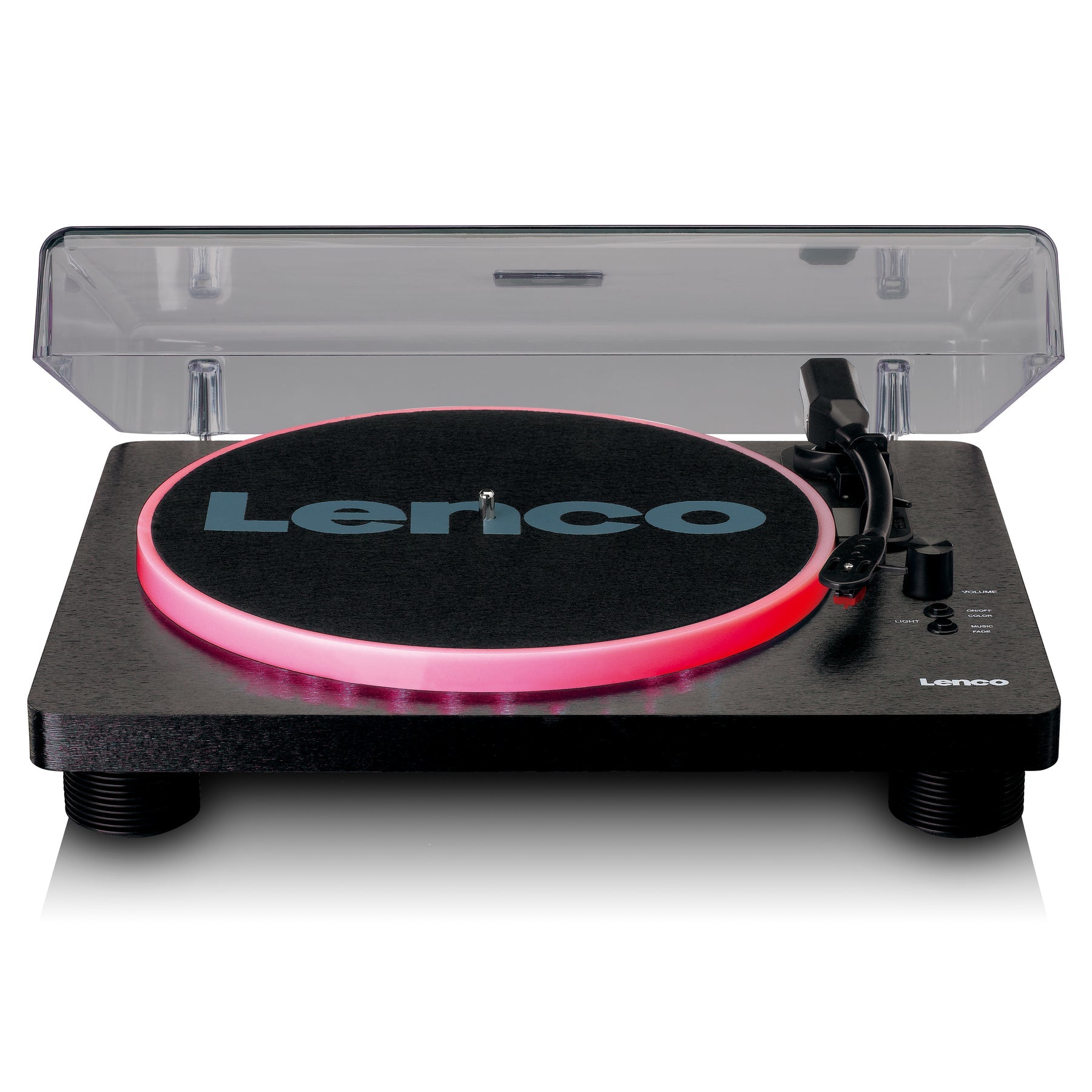 Lenco LS-50LEDBK – Plattenspieler – Stationär – Riemenantrieb, Phono-Vorverstärker, USB, mit Lautsprecher – Schwarz