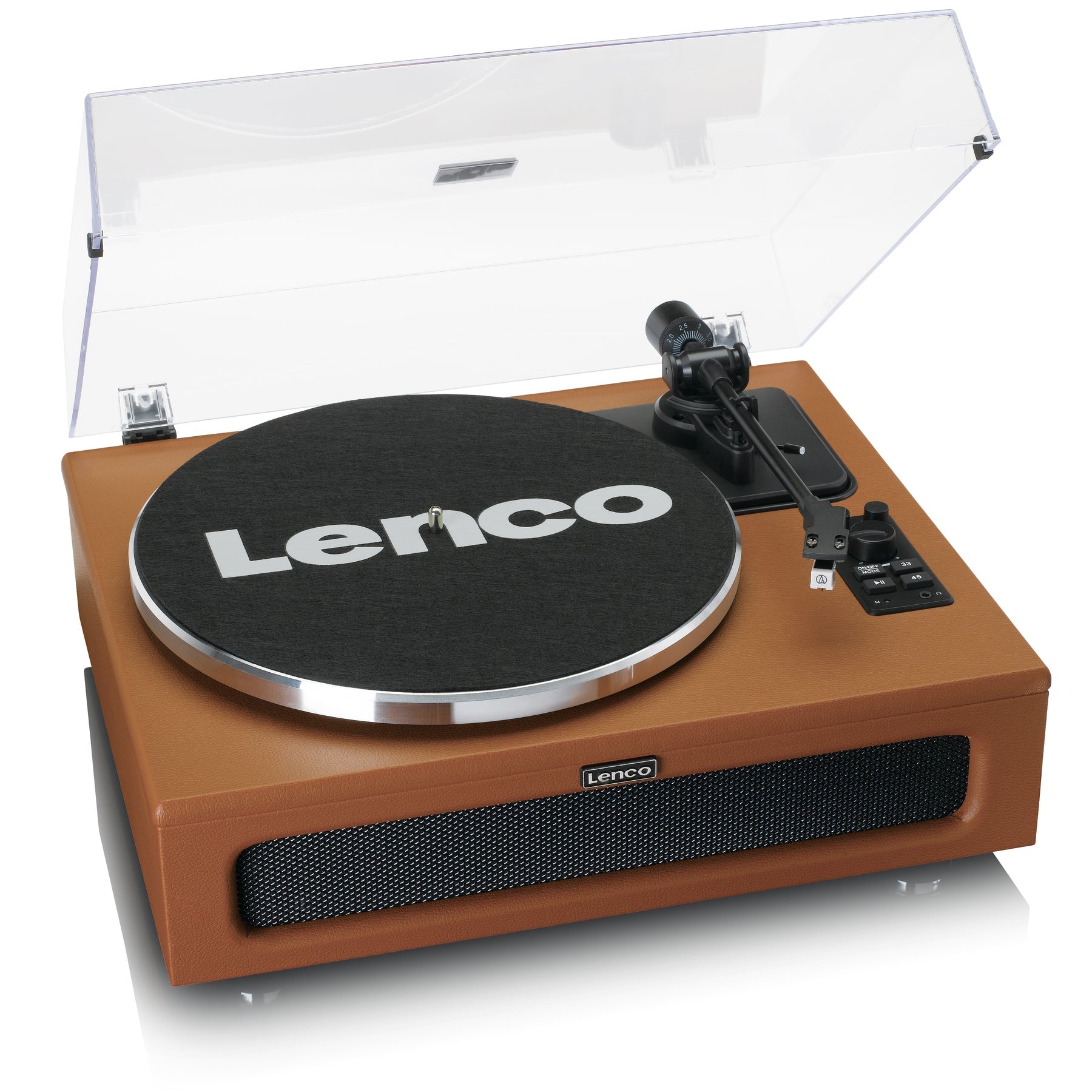 Lenco LS-430 – Plattenspieler (Riemenantrieb, manuell), Bluetooth, Phono-Vorverstärker, 33⅓/45 U/min – Braun