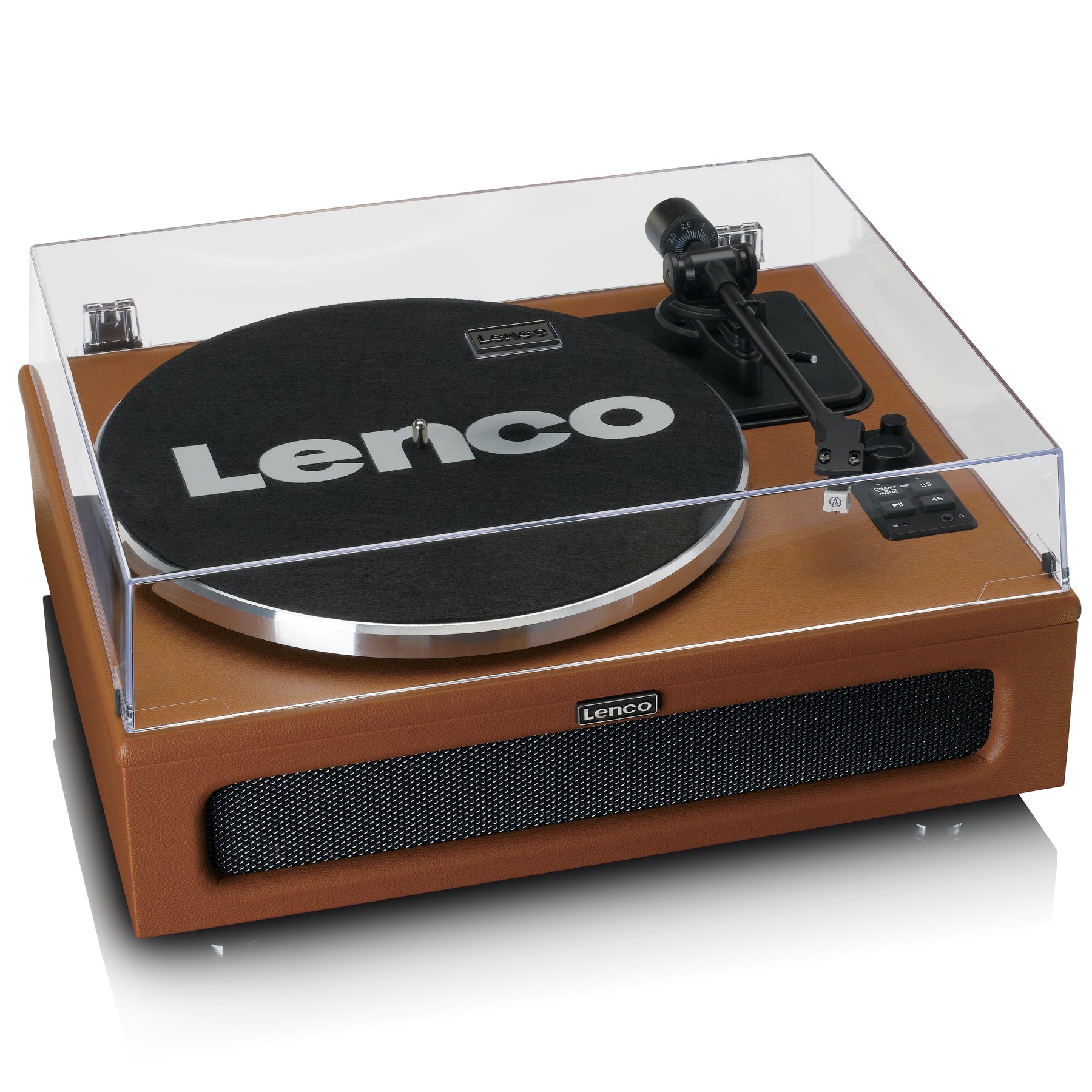 Lenco LS-430 – Plattenspieler (Riemenantrieb, manuell), Bluetooth, Phono-Vorverstärker, 33⅓/45 U/min – Braun