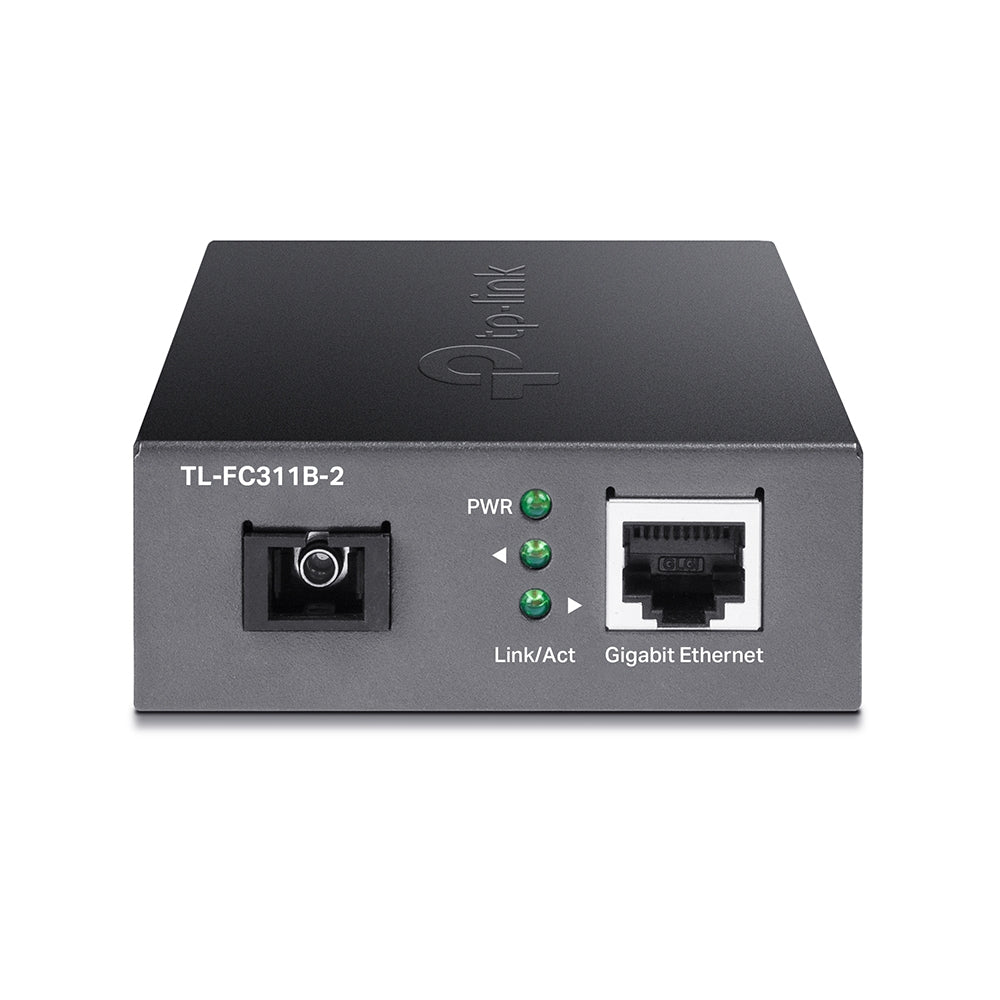 TP-Link FC311B-2 Medienkonverter SC zu RJ-45 – Gigabit (1 Gbit/s), Singlemode, bis 2 km, 1× RJ-45, 1× SC, WDM