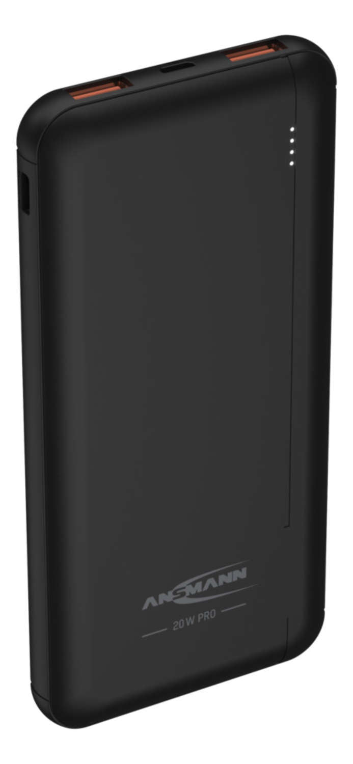 Ansmann PB320PD Powerbank 10'000 mAh – 20 W PD, 1× USB-C, 2× USB-A, schwarz