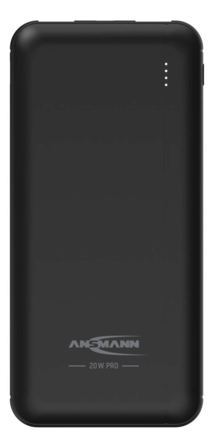 Ansmann PB320PD Powerbank 10'000 mAh – 20 W PD, 1× USB-C, 2× USB-A, schwarz
