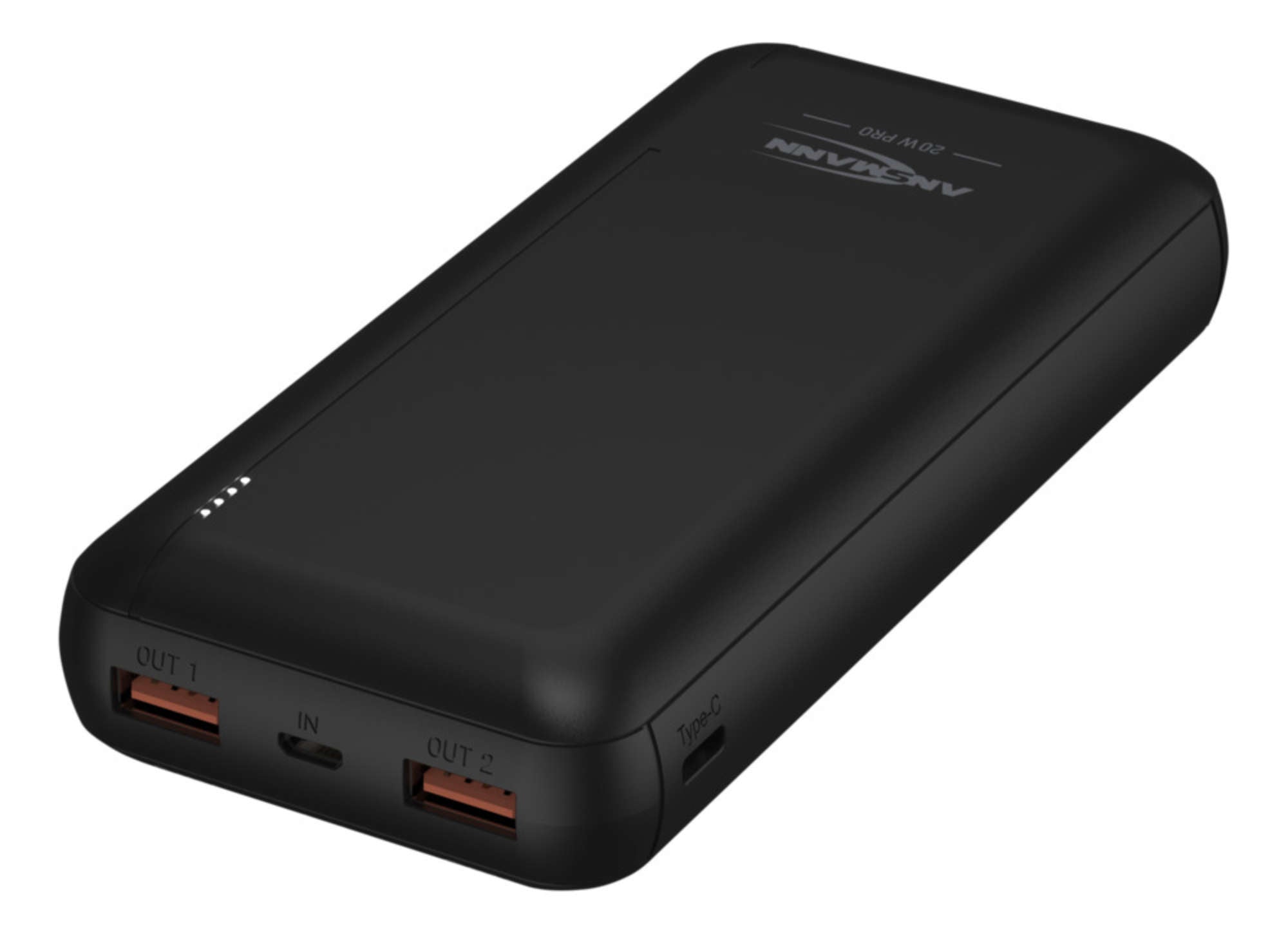 Ansmann PB320PD Powerbank 20'000 mAh – 20 W PD, 1× USB-C, 2× USB-A, schwarz