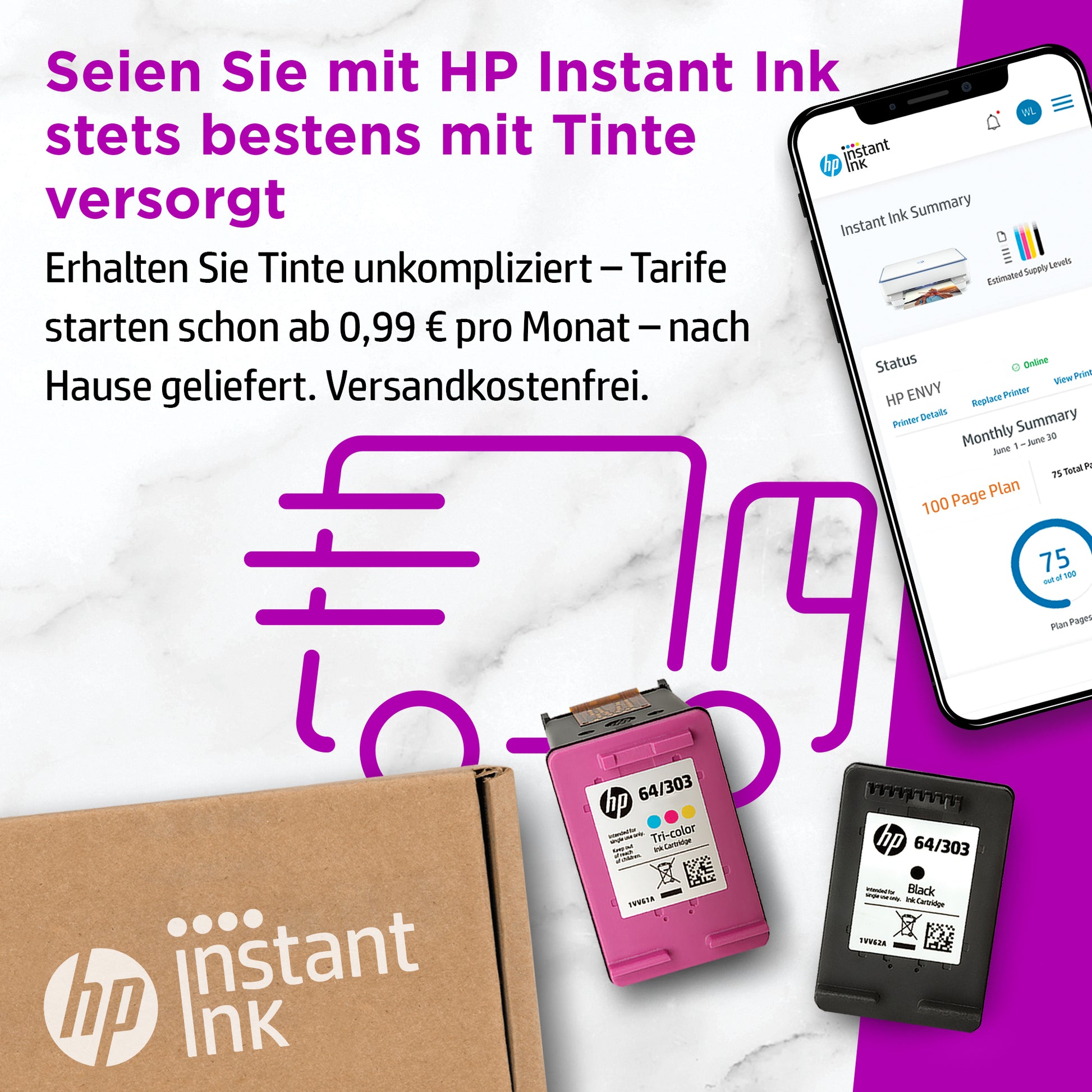HP ENVY 6010e – Farbtintenstrahl-Multifunktionsdrucker, A4, 4-in-1, Duplex, WLAN, AirPrint, Mopria