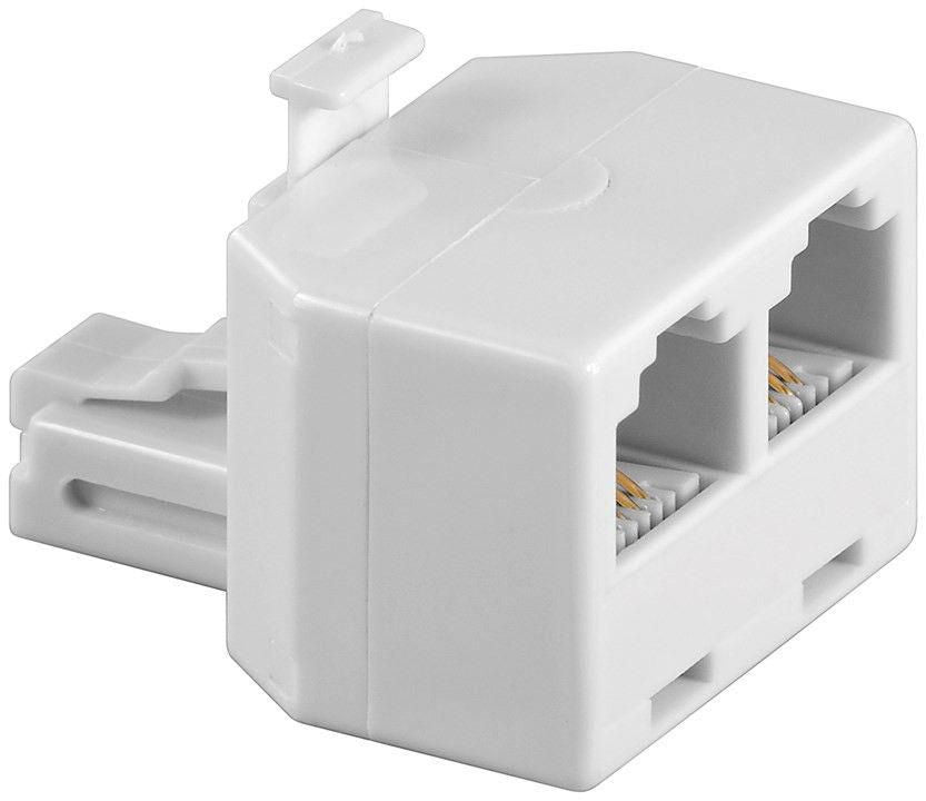 Microconnect ISDN T-Adapter – RJ‑11 6P4C 1:1, 2x M/F, beige
