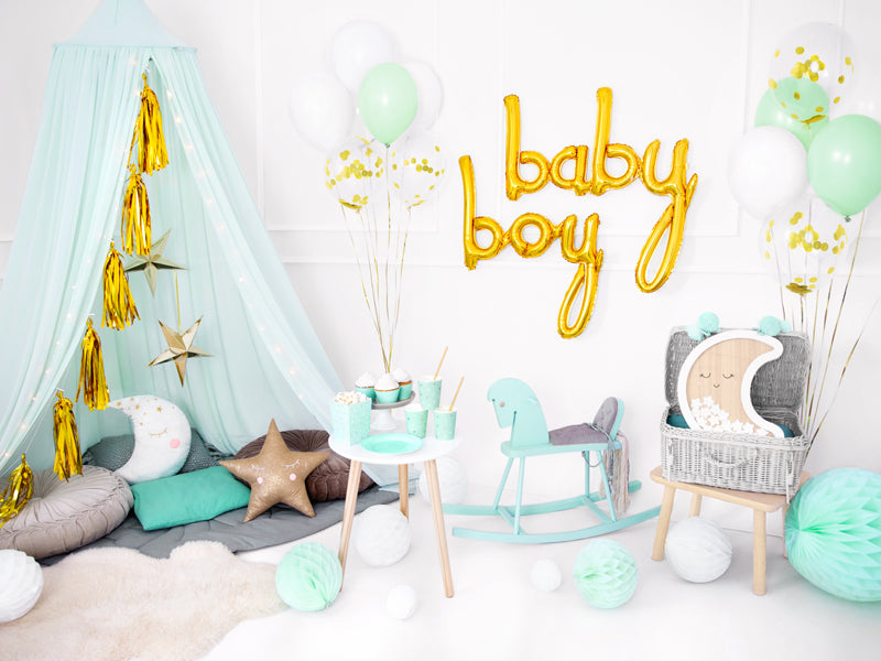 PartyDeco Folienballon Babyshower – Gold – 73,5 × 75,5 cm – 1 Stk