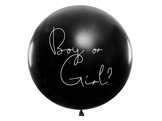 PartyDeco Gender Reveal Ballons Junge – Schwarz/Weiss – Ø 100 cm – Latex – 1 Stk