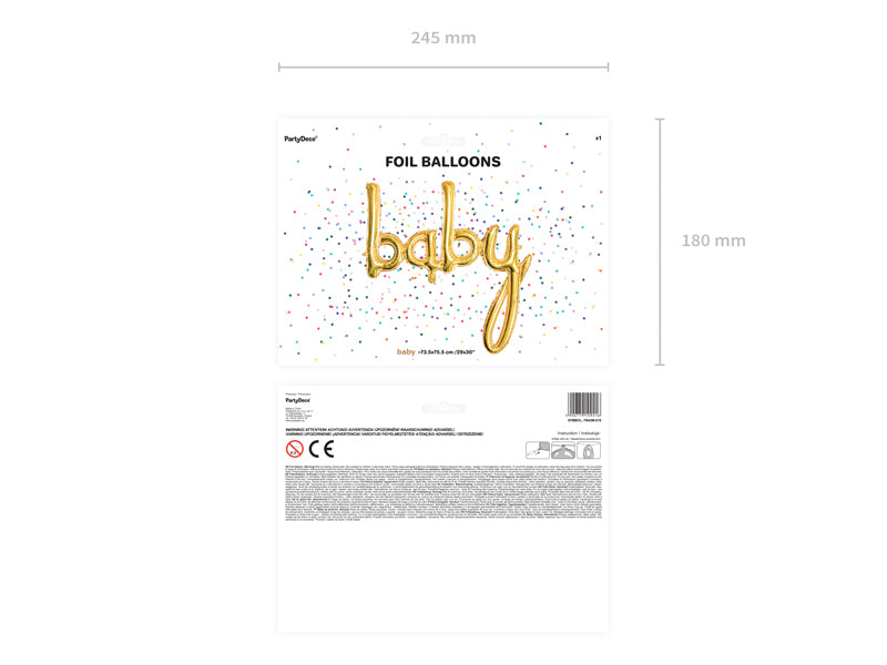 PartyDeco Folienballon Babyshower – Gold – 73,5 × 75,5 cm – 1 Stk