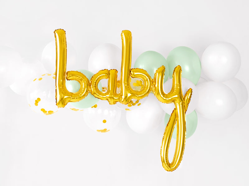 PartyDeco Folienballon Babyshower – Gold – 73,5 × 75,5 cm – 1 Stk