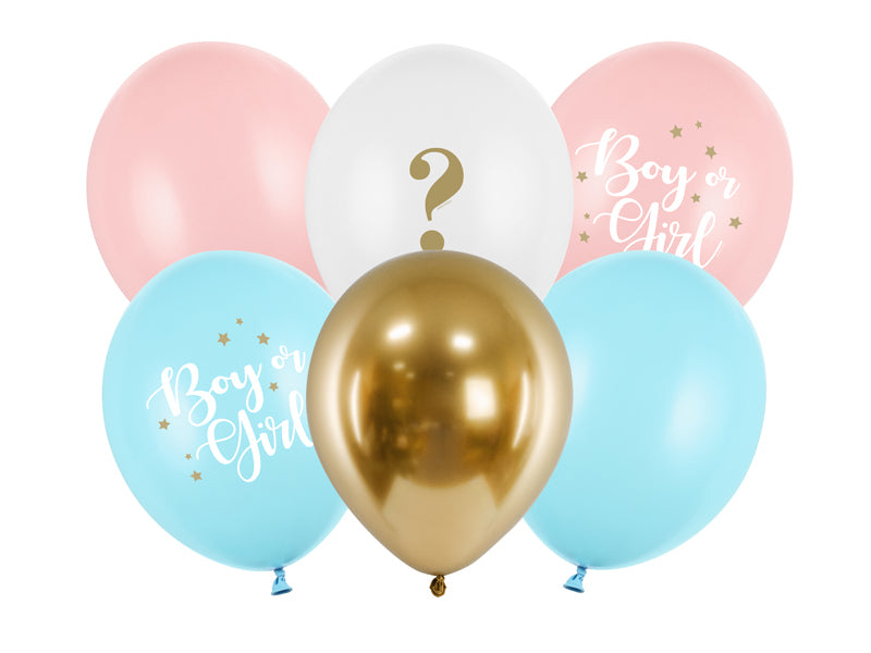 PartyDeco Luftballons Boy or Girl – mehrfarbig – Ø 30 cm – Latex – 6 Stk