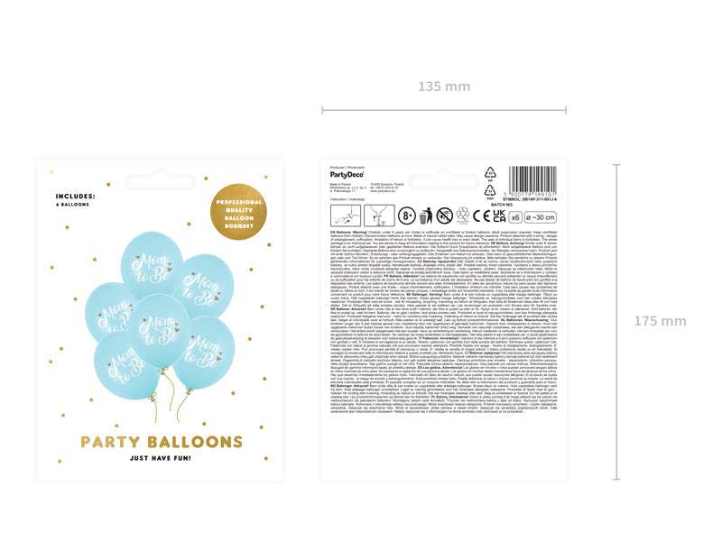 PartyDeco Luftballons Babyshower – Blau – Ø 30 cm – Latex – 6 Stk