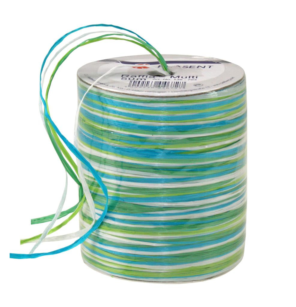 Pattberg Geschenkband Raffia Multi, Viskose, matt – 2 mm × 50 m – 1 Stk.