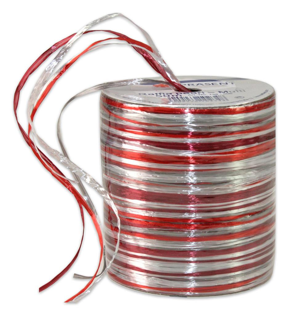 Pattberg Geschenkband Raffia Pearl Rot/Weiss – 2 mm × 50 m – 1 Stk.