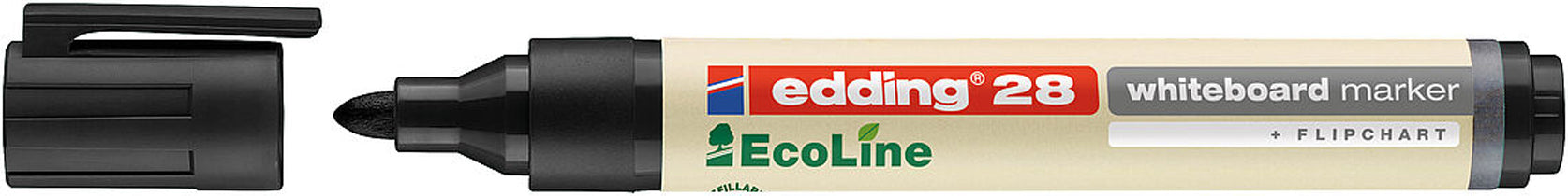 Edding Whiteboard-Marker 28 EcoLine – Rundspitze 1,5-3 mm – Schwarz – trocken abwischbar