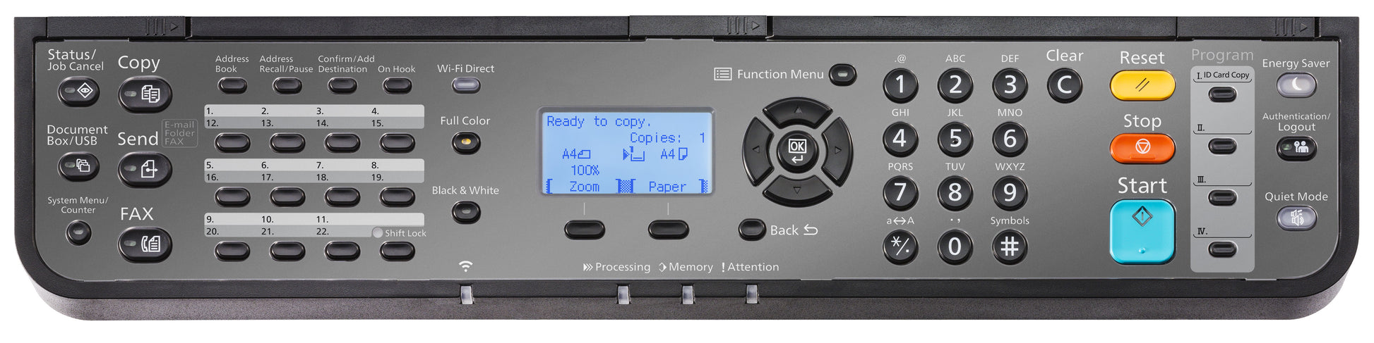 Kyocera ECOSYS MA2100cfx – Farbiges Laser-MFP A4, 4-in-1 – USB/LAN – Duplex, ADF – 21 Seiten/Min S/W, 21 Seiten/Min Farbe
