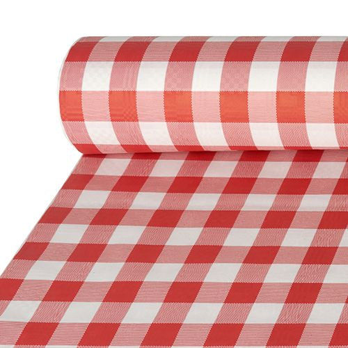 Papstar Tischdecke auf Rolle – 100 cm×50 m, Papier, Rot/Weiss, Vichy Karo