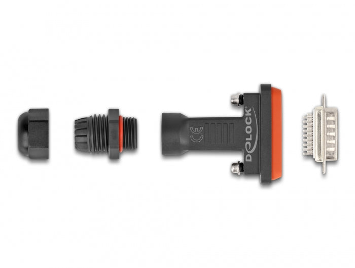 DeLOCK D-Sub HD 26 Pol Stecker Adapter D-Sub HD 26 zu Lötpins – IP67, Polyamid, männlich, 80 × 49 × 22 mm