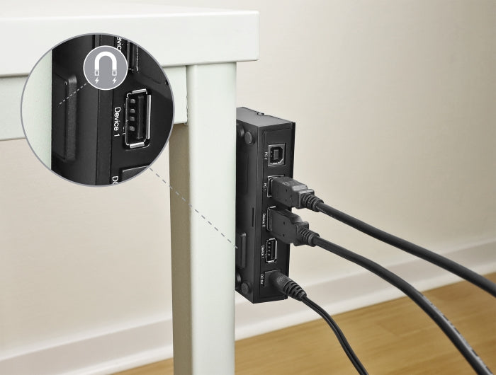 DeLOCK USB-Switch – USB-A auf USB-B – USB 2.0 (480 Mbit/s) – Tasten, LED – Schwarz