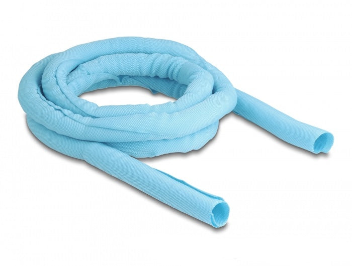 DeLOCK Kabelschlauch, Ø 19 mm, 2 m, zuschneidbar, selbstschliessend, hitzebeständig – blau