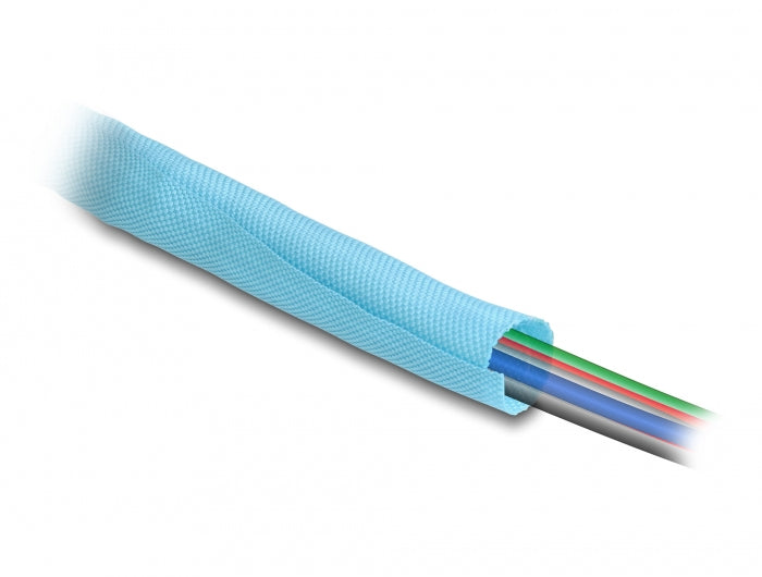 DeLOCK Kabelschlauch, Ø 10 mm × 2 m, selbstschliessend, zuschneidbar, hitzebeständig −50 bis 150 °C – blau