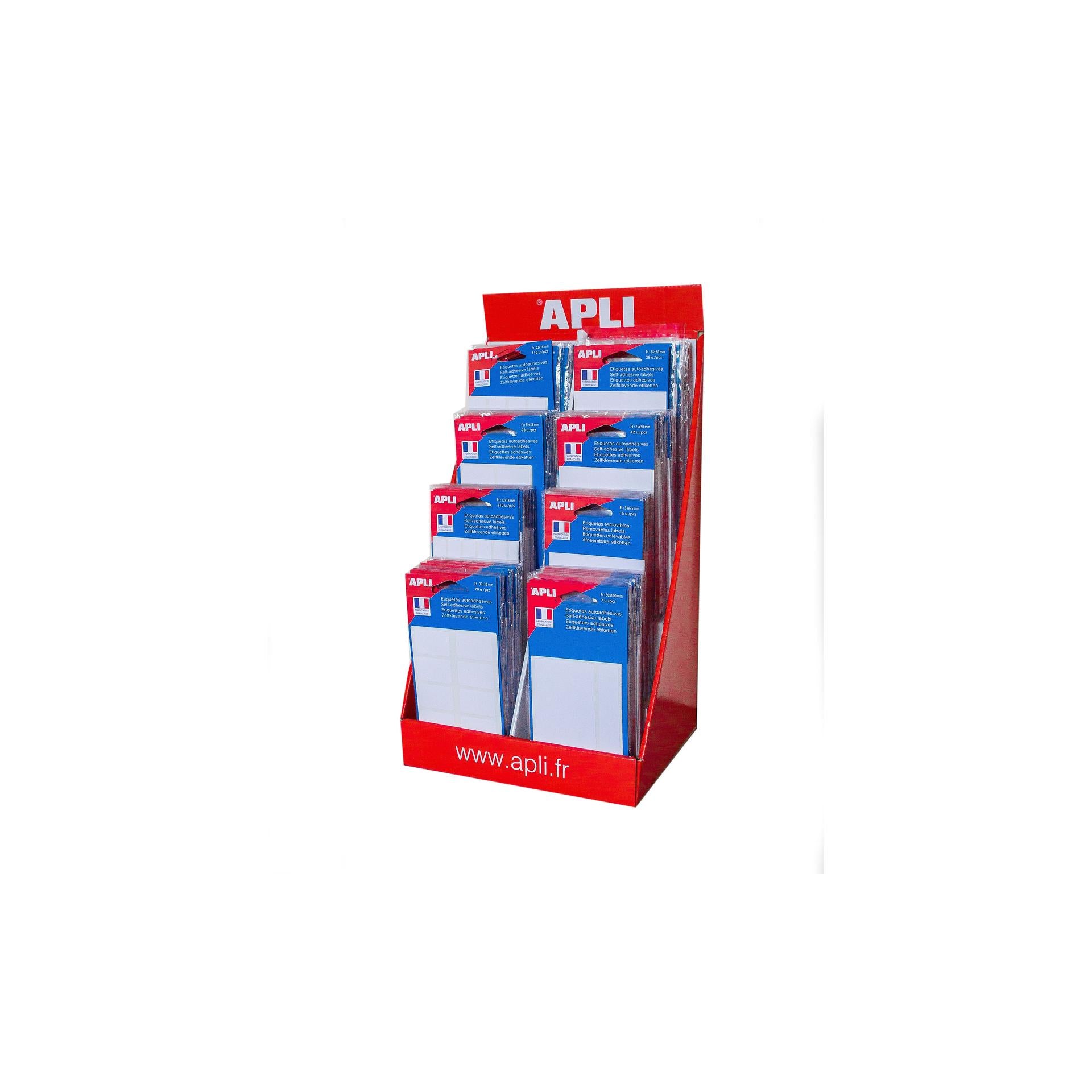 APLI Sortiment Etikett – 150 × 210 × 370 mm, sortiert in 8 Modellen