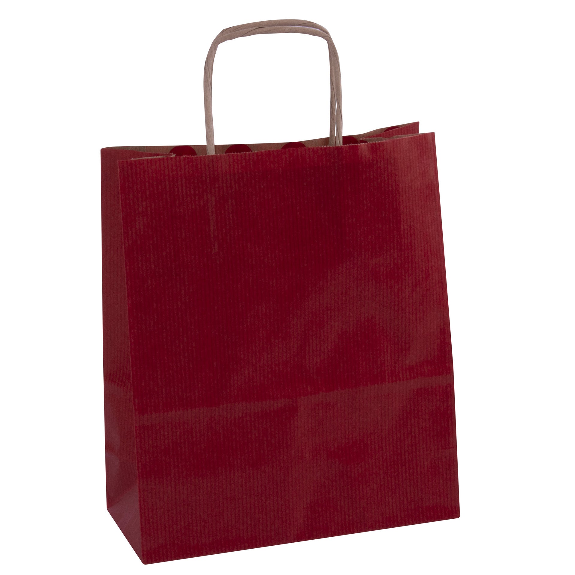 APLI Papiertragetasche – 180 × 210 × 80 mm, mit Tragekordel, aus Kraftpapier, rot