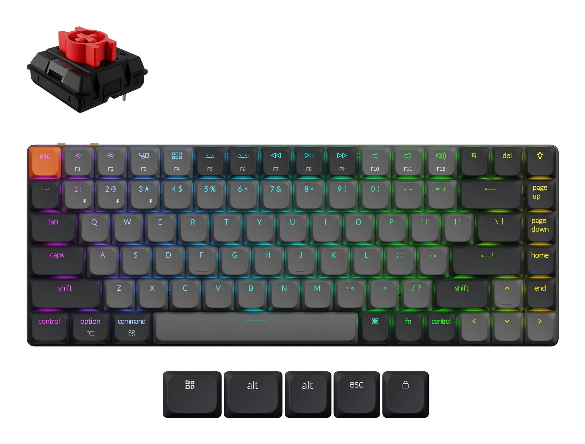 Keychron K3 QMK v3 – Tastatur 75% – Mechanisch – USB-C & Bluetooth – RGB – QWERTZ (CH) – Ohne Ziffernblock