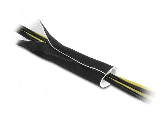 DeLOCK Kabelschlauch, Ø 35 mm × 1,5 m, zuschneidbar, Klettverschluss – schwarz/weiss
