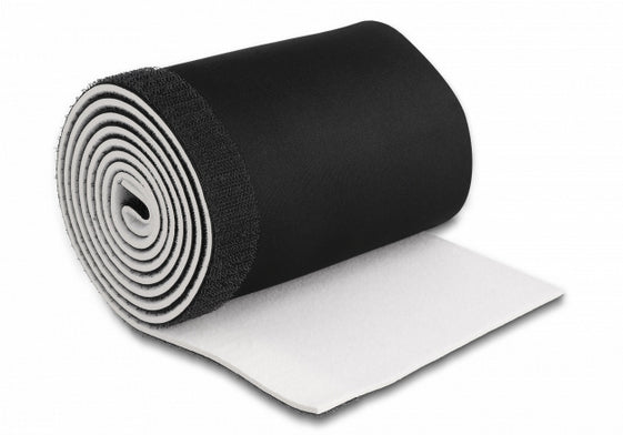 DeLOCK Kabelschlauch, Ø 35 mm × 1,5 m, zuschneidbar, Klettverschluss – schwarz/weiss