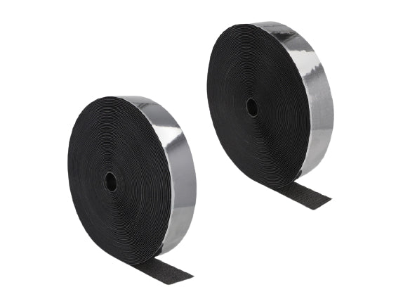 DeLOCK Klettband, 25 m × 50 mm, selbstklebend – schwarz