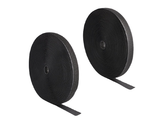 DeLOCK Klettband, 25 mm × 25 m, schwarz, 1 Stück