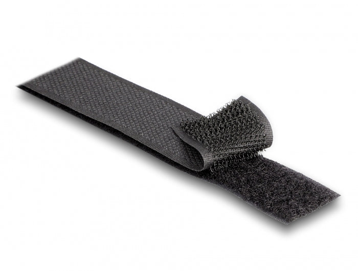 DeLOCK Klettband, 25 mm × 25 m, schwarz, 1 Stück