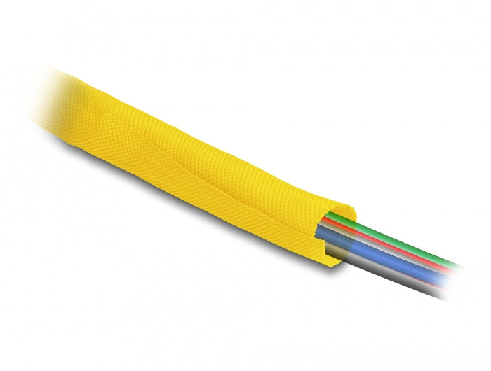 DeLOCK Kabelschlauch – 19 mm × 5,00 m, Polyester, Gelb, zuschneidbar, hitzebeständig, 1er-Pack