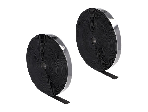 DeLOCK Klettband – 25 mm × 25 m, Schwarz, Nylon/Polyester, Selbstklebend, 1 Stück
