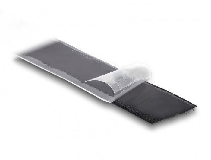 DeLOCK Klettband – 25 mm × 15 m, schwarz, selbstklebend, 1 Stk.