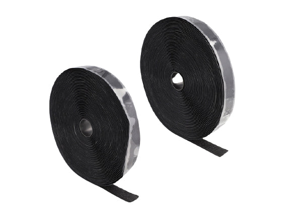DeLOCK Klettband – 25 mm × 15 m, schwarz, selbstklebend, 1 Stk.