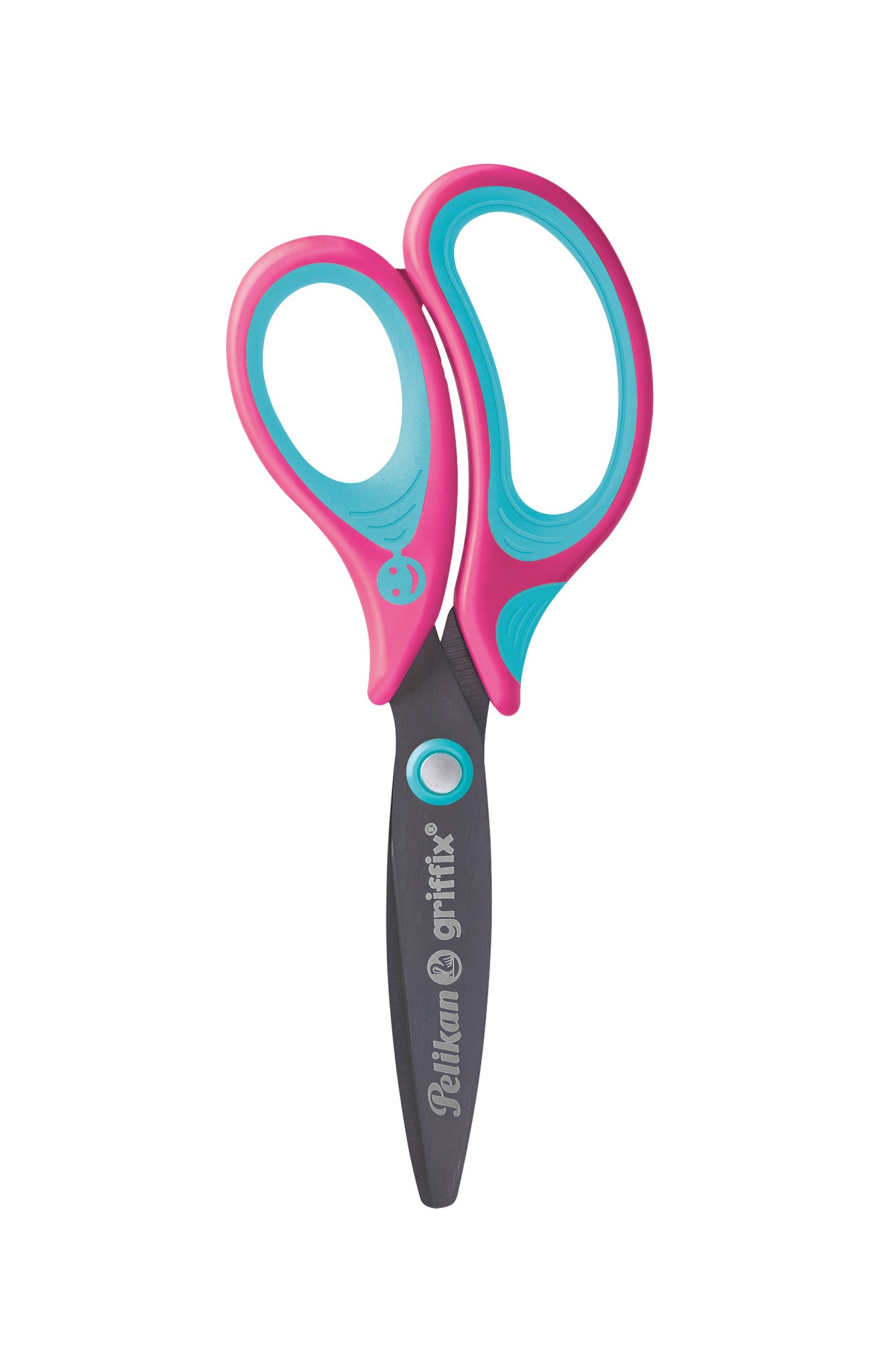 Pelikan Griffix Scheren-Set – Stahl, Titannitrid-beschichtet, ergonomischer Griff, mit Namensschild, Blau/Pink