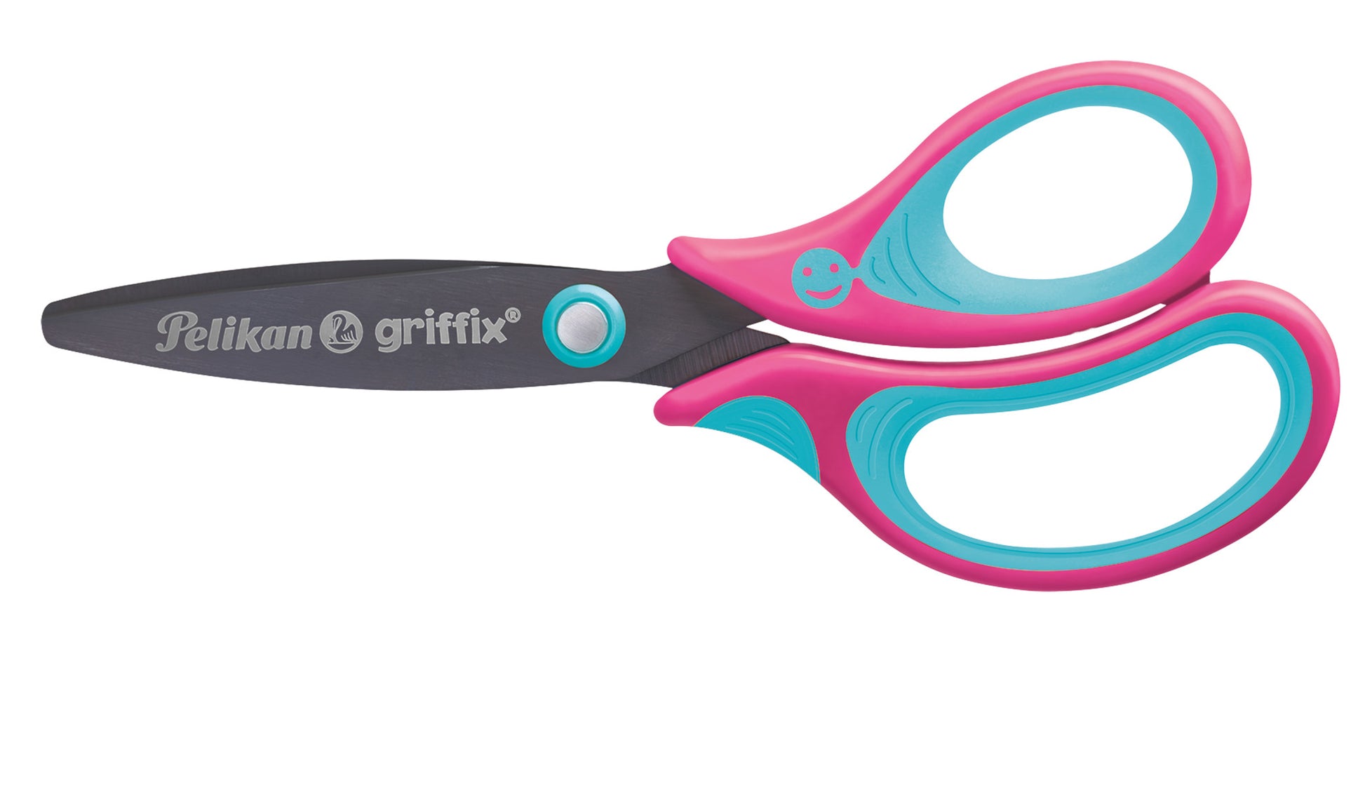 Pelikan Griffix Scheren-Set – Stahl, Titannitrid-beschichtet, ergonomischer Griff, mit Namensschild, Blau/Pink