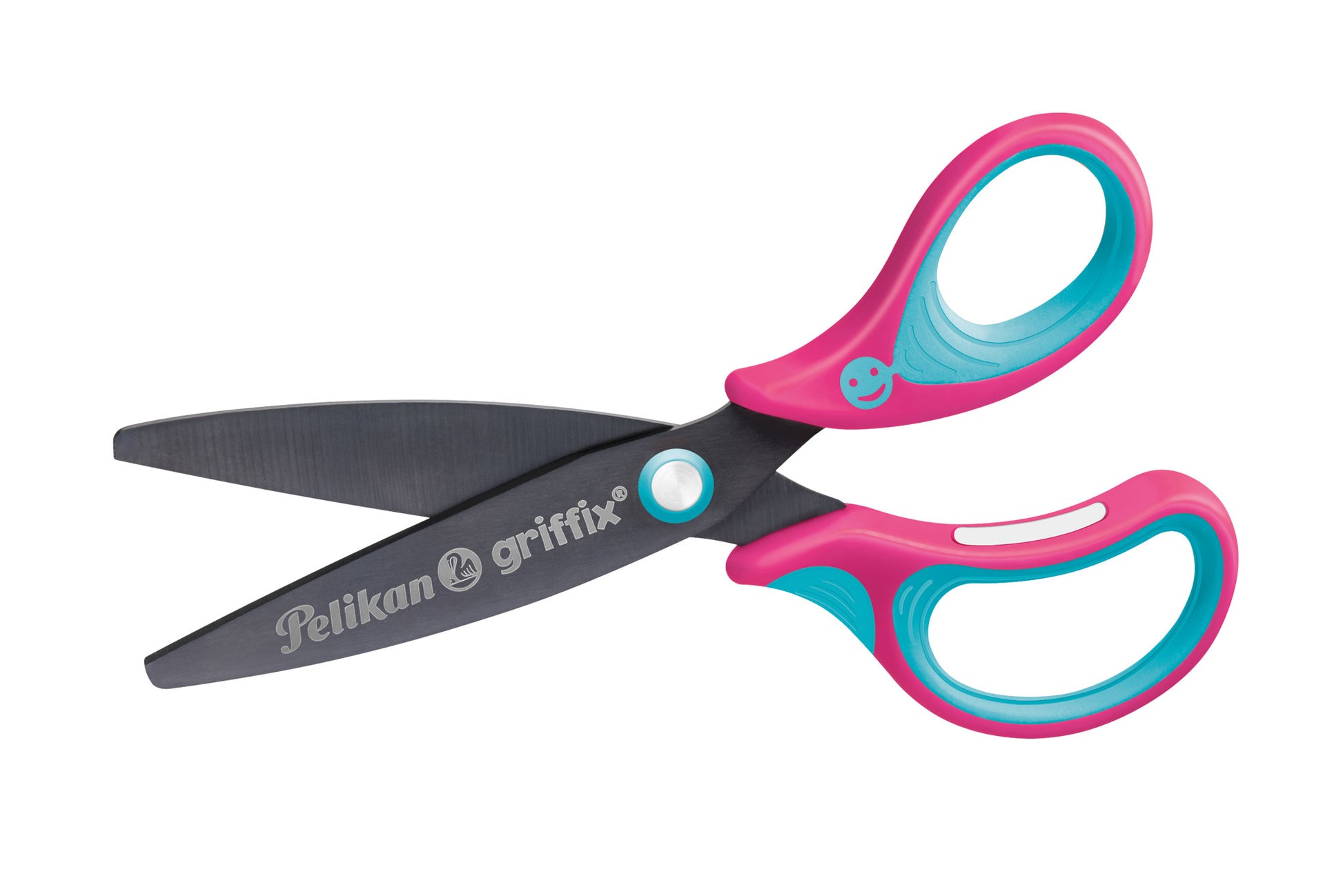 Pelikan Griffix Scheren-Set – Stahl, Titannitrid-beschichtet, ergonomischer Griff, mit Namensschild, Blau/Pink