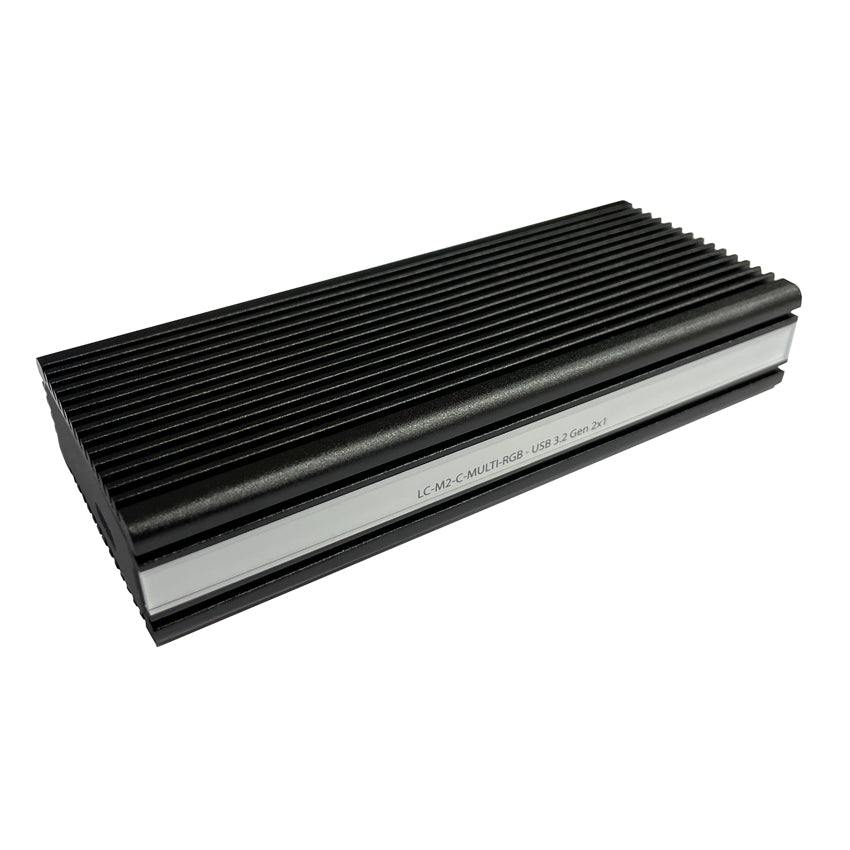 LC-Power LC-M2-C-MULTI-RGB – 1-Bay externes SSD-Gehäuse – USB 3,2 Gen 2 (10 Gbit/s), für M.2 NVMe/SATA