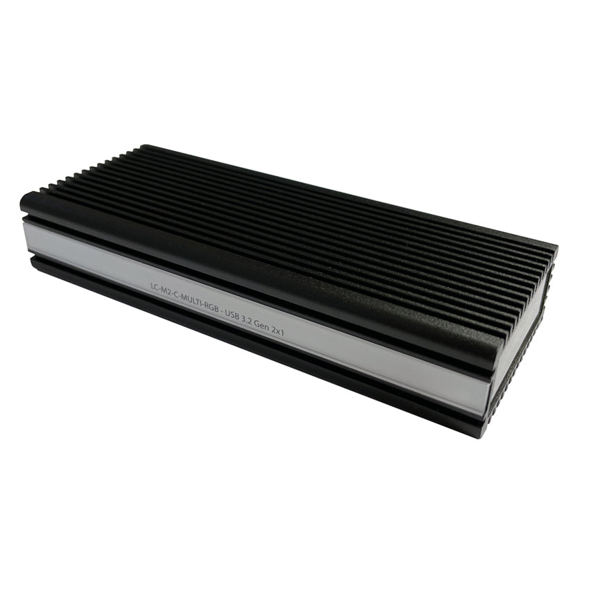 LC-Power LC-M2-C-MULTI-RGB – 1-Bay externes SSD-Gehäuse – USB 3,2 Gen 2 (10 Gbit/s), für M.2 NVMe/SATA