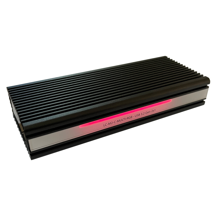 LC-Power LC-M2-C-MULTI-RGB – 1-Bay externes SSD-Gehäuse – USB 3,2 Gen 2 (10 Gbit/s), für M.2 NVMe/SATA