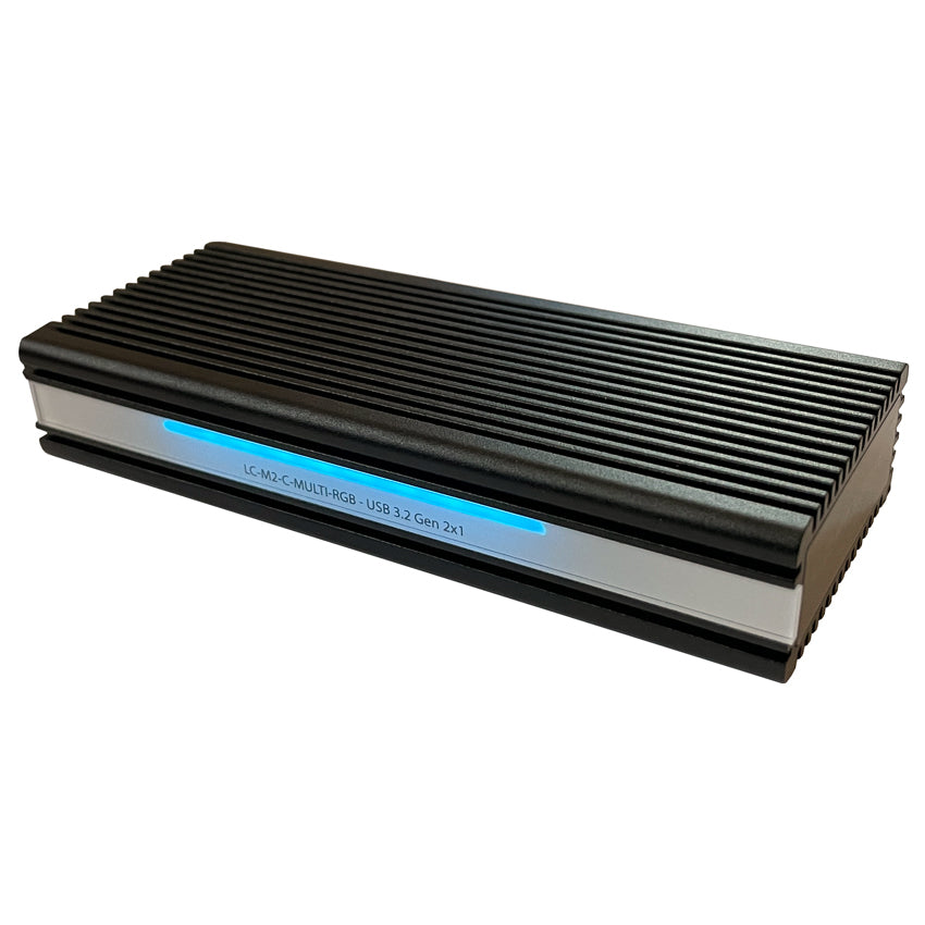 LC-Power LC-M2-C-MULTI-RGB – 1-Bay externes SSD-Gehäuse – USB 3,2 Gen 2 (10 Gbit/s), für M.2 NVMe/SATA