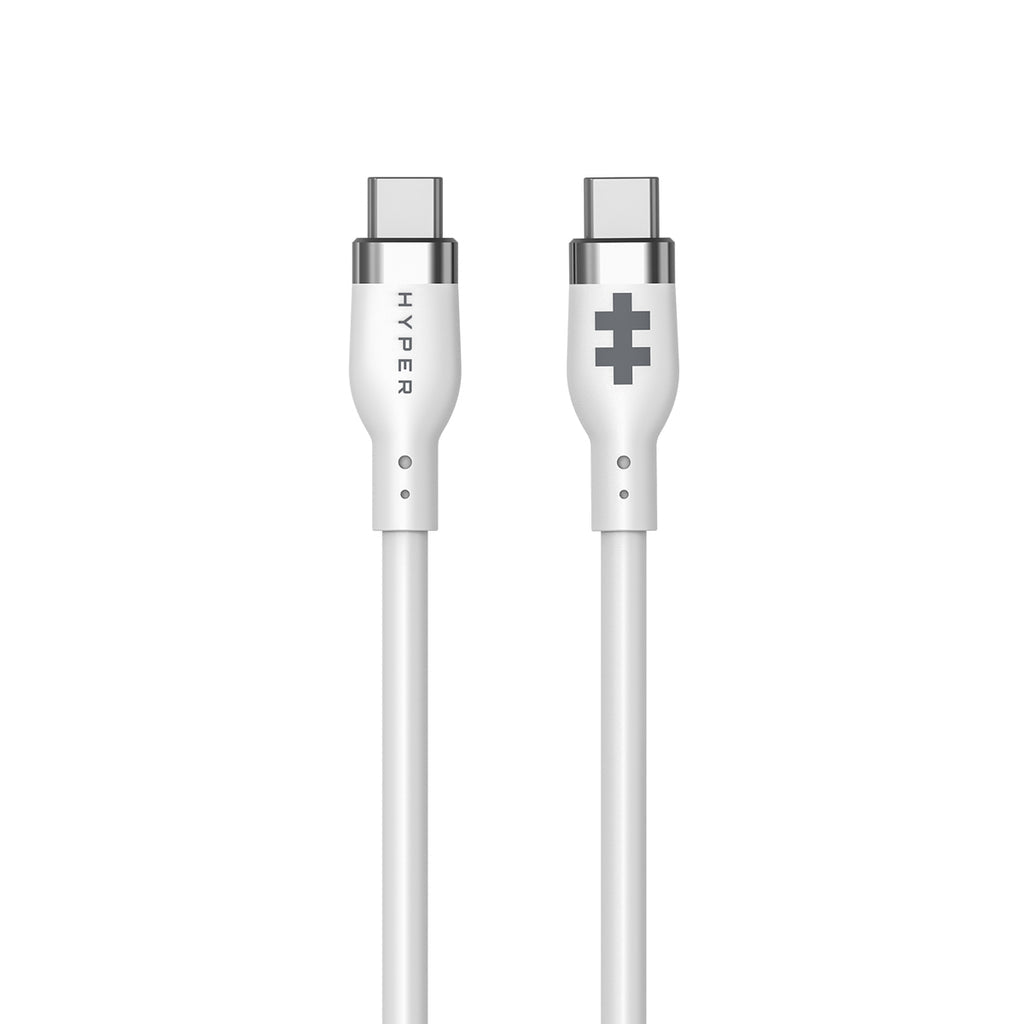 HYPER USB-C auf USB-C Kabel – USB 2.0 (480 Mbit/s) – 1,5 m – PD 60 W – Silikon, extrem flexibel – Weiss