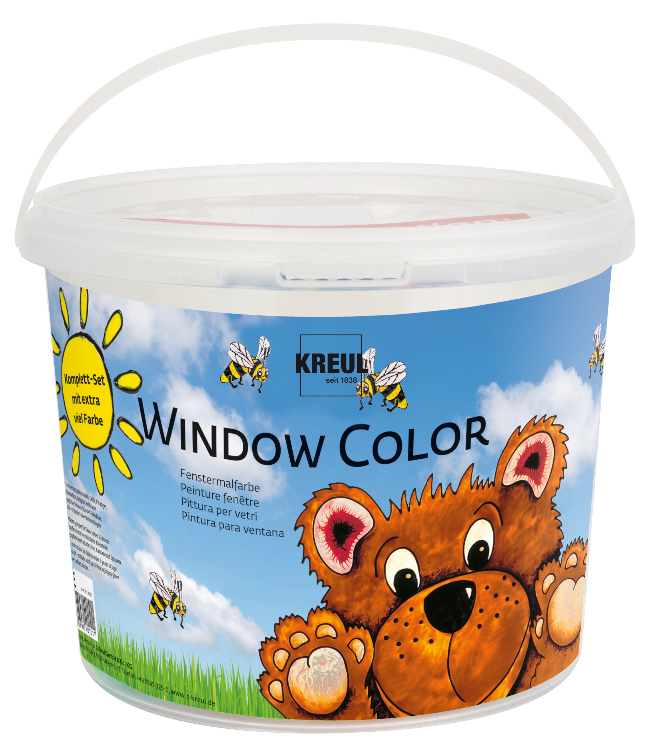 KREUL Window Color Fenstermalfarbe, Transparent, abziehbar – 8 Farben – 8×125 ml (1,0 l) – für Glas, Holz