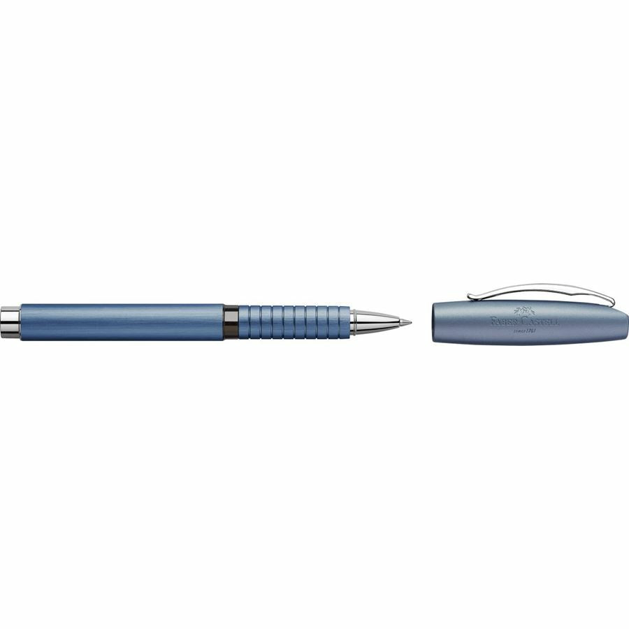 Faber-Castell Essentio B 148436 – Tintenroller, schwarz, mit Kappe, Aluminium, blau