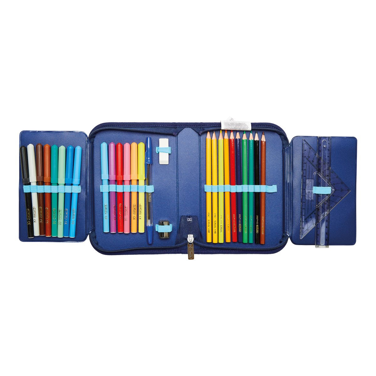 Herlitz Cute Animals Etui 2-fach, gefüllt, 31-teilig – Turtle – Kunststoff – 20,3 × 3,5 × 14,0 cm