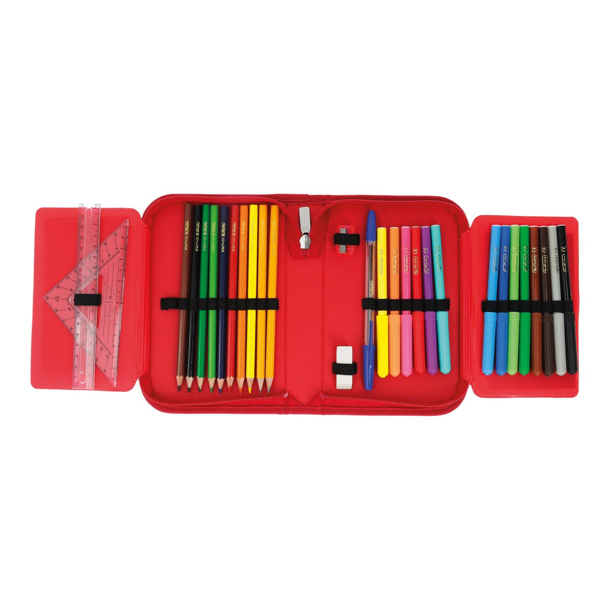 Herlitz Cute Animals Schuletui, gefüllt, 31-teilig – Zebra – Kunststoff – 20,3 × 3,5 × 14,0 cm