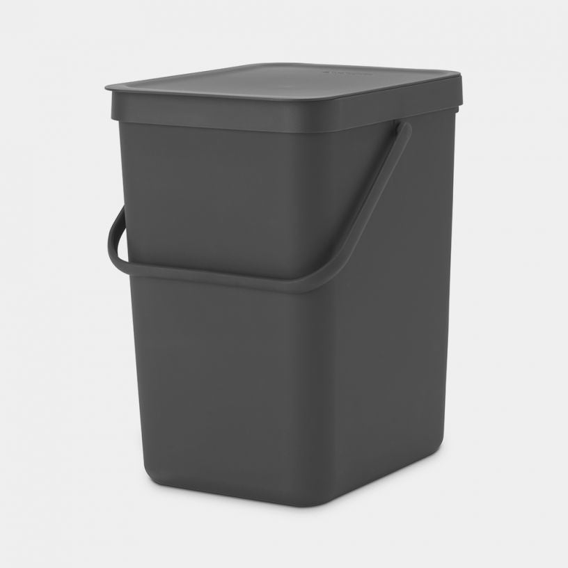 Brabantia Sort & Go Recyclingbehälter – 25 l – Kunststoff, rechteckig – grau