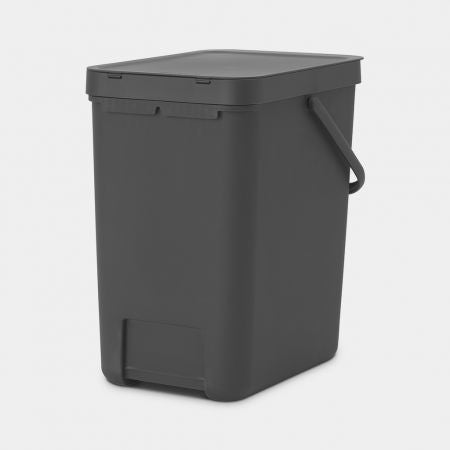 Brabantia Sort & Go Recyclingbehälter – 25 l – Kunststoff, rechteckig – grau